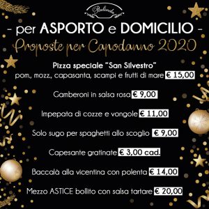 menù capodanno 2020 | pizzeria belinda | albignasego | padova